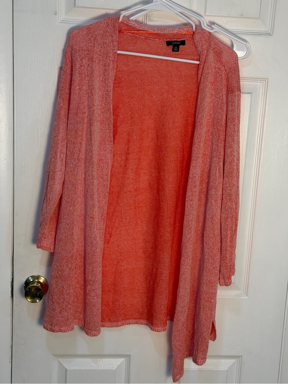 Alfani Open Front Heathered Coral Cardigan XXL